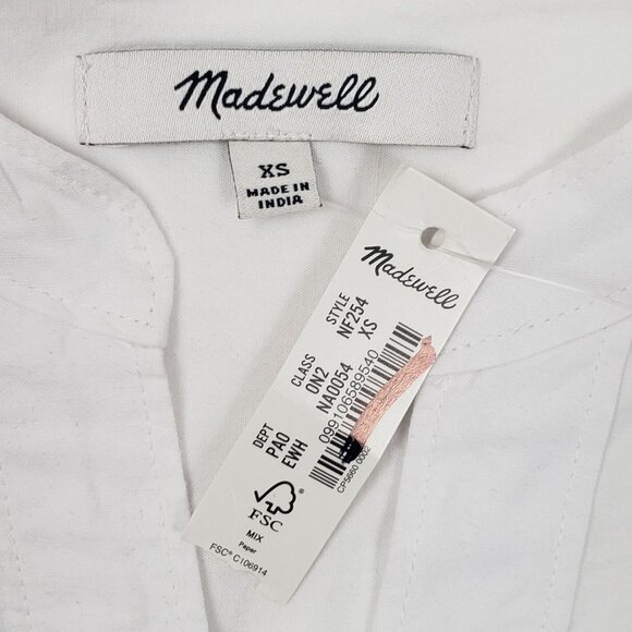 Madewell Lakeline Popover Shirttail Top Women's Size XS Eyelet White Summer Top - Picture 2 of 16